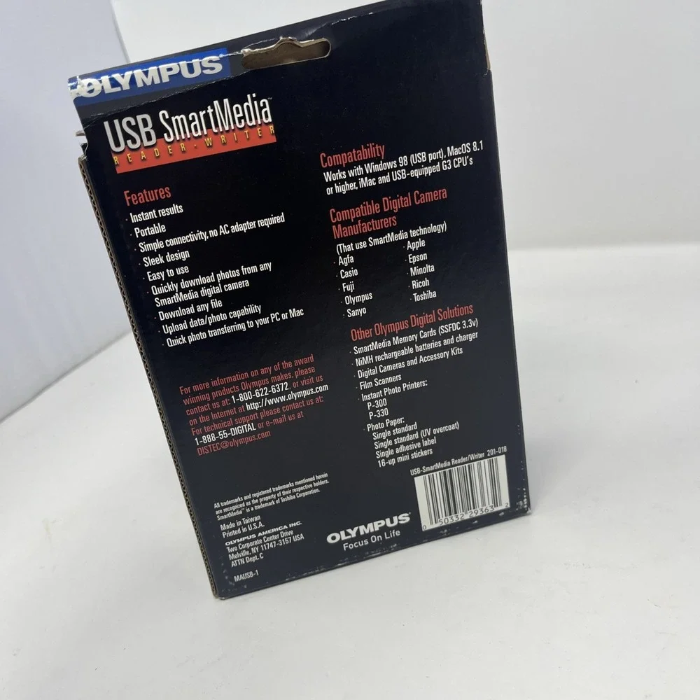 Olympus USB SmartMedia Reader Writer MAUSB-1 with manual and driver CD WORKS